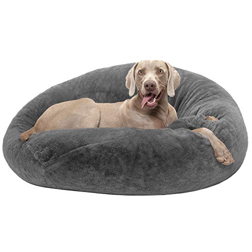 Furhaven Pet Dog Bed | Round Plush Faux Fur Refillable Ball Nest Cushion