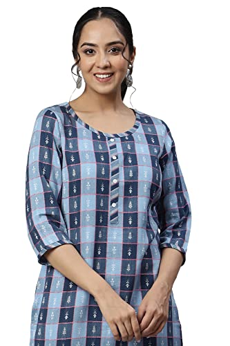 Image of Aurelia Women's Cotton Blend Regular Fit Geometric Print Kurta