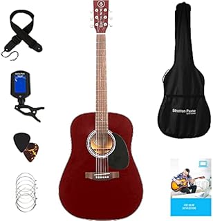 Stretton Payne Acoustic Guitar Full Size Dreadnought 41 Inch Steel String Package D1 - Includes Everything a Beginner Needs To Get Started Playing Guitar - Sunburst