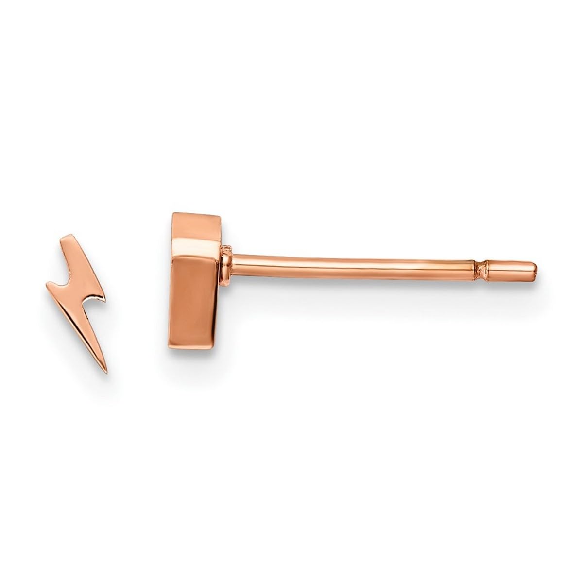 Stainless Steel Polished Rose Ip Plated Lightning Bolt Post Earrings Measures 5.34x2.04mm Wide