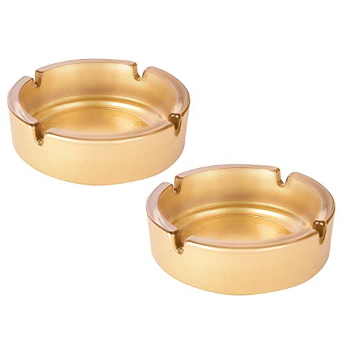 Cam Kulluk; 2'li Gold Kulluk, Dekoratif Modern Kulluk, Tasinabilir Yuvarlak Gold Kulluk, Hediyelik Esya, Ev Ofis Masaustu Dekor Kulluk (Gold)