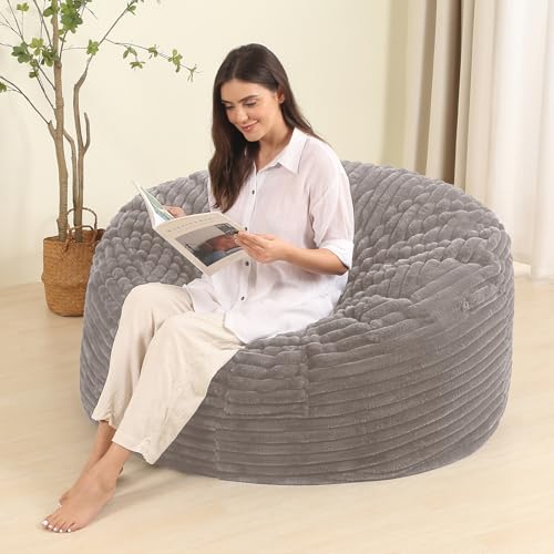 BestRoyal 4FT Memory Foam Bean Bag Chair for Adults/Teens, Bean Bag Sofa with Fluffy Removable...