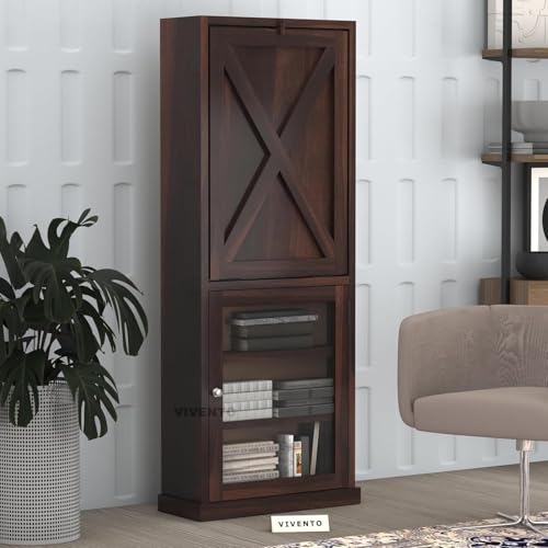 Image of SUNCOM Solid Sheesham Wood Study Table for Adults |Wooden Study Table with Bookself | Wooden Writing Desk Work from Home | Rosewood | Already Assembly, Walnut Finish