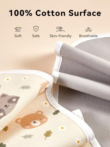 Image of TILLYOU Waterproof Changing Pad Liners 6 Pack, 100% Cotton Reusable Cloth Diaper Liners, Pet
