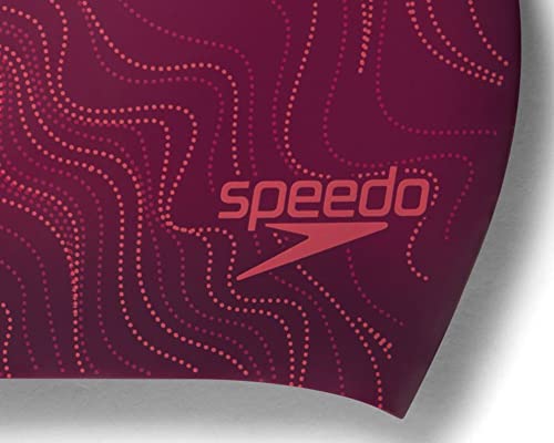 Speedo Long Hair Printed Swim Cap - Chockaberry/Cherry/Cinder Rose #TOP2