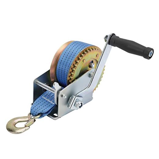 KUNTEC 1000lbs Towing Hand Winch 26inch Polyester Strap ATV Boat Trailer Marine Trailer Winch