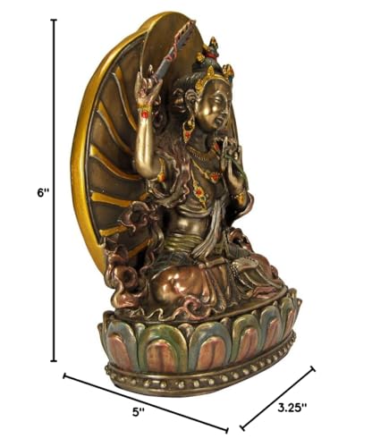 Estatua de Manjushri sentada en loto budismo miniatura 2
