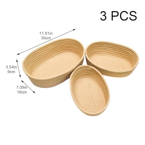 Cesta de almacenamiento tejida de algodón para cosméticos y mesa 6