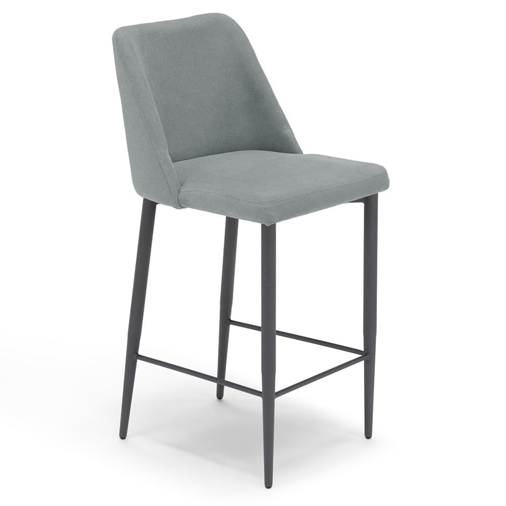 REDÒKASA Sgabello Imbottito ALEXIA MADE IN ITALY, H63 per sala da pranzo, cucina e soggiorno, gambe robuste in metallo effetto ghisa, rivestito con tessuto antimacchia idrorepellente (3, Grigio)