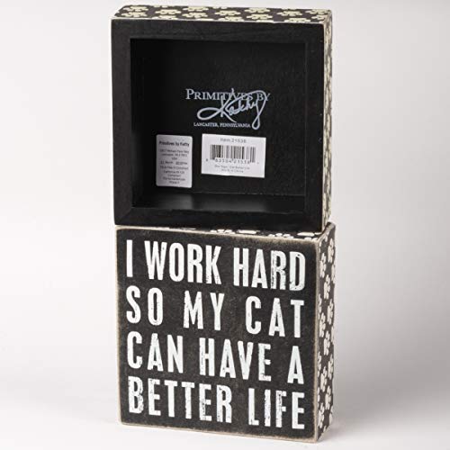 Primitives-by-Kathy-Paw-Print-Trimmed-Box-SignWood-Paper-5-Square-Cat-Better-Life Primitives by Kathy Paw Print Trimmed Box SignWood Paper 5 Square Cat Better Life