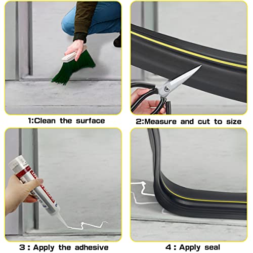 Universal Garage Door Bottom Threshold Seal Rubber Strip With Adhesives, Diy Weatherproof Weather Stripping Replacement (10Ft, Black) #TOP5