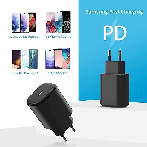Image of Original Samsung 25W USB-C Super Fast Charger for Samsung S21 FE 5G True 25W Pd Charging Adapter Compatible for Samsung S21 Fe 5G / S23 FE / S22 FE (Black)