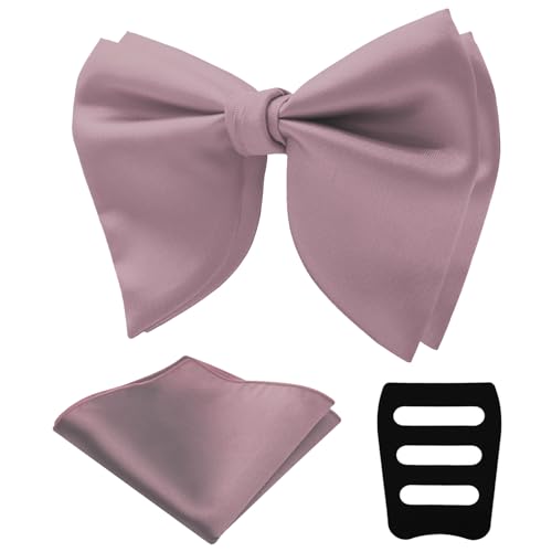 Image of Mens Bow Tie Pre Tied Oversized Bow Ties for Men Satin Bowties for Tuxedo Wedding Party Banquet