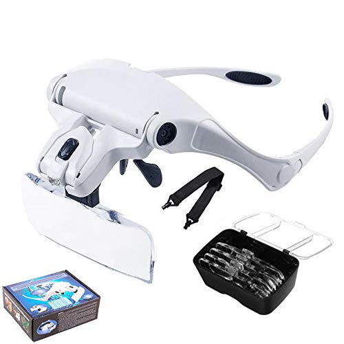 ErYao Headband Magnifier Glasses USB Charging, Hands Free Head Mount Magnifying Glasses