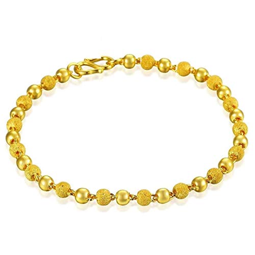 Bracelet Feng Shui Or Jaune pour Femme, Bijou Élégant Perles Mates et Polies