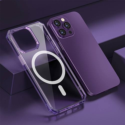 Coque iPhone 14 Pro magnétique violette transparente acrylique de luxe