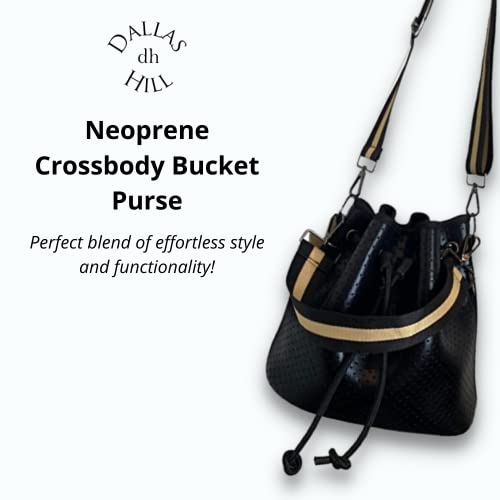 Image of Dallas Hill Mini Crossbody Handbag for Women, Black Crossbody Purse with Red & Silver Stripe,Adjustable Shoulder Strap