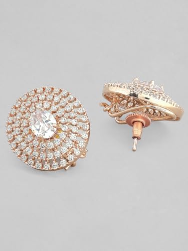 Image of Rubans Stud Earrings American Diamond Trendy Jewellery for Women & Girls