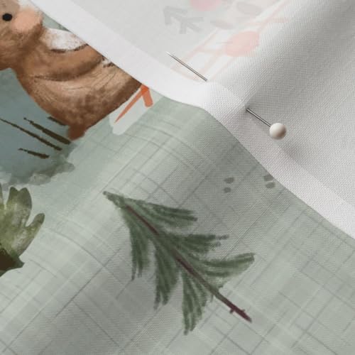 Mint Sage Green Woodland Animals Fabric - Premium Petal Cotton for Quilting, Apparel, Crafts & Decor by the Yard 8 Mint Sage Green Woodland Animals Fabric - Premium Petal Cotton for Quilting, Apparel, Crafts & Decor by the Yard - Image 7