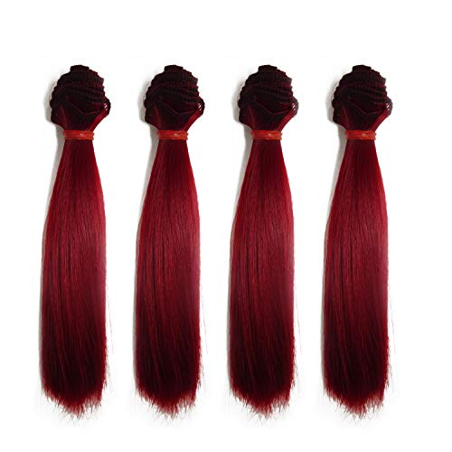 Honbay 5PCS Long Straight Doll Wigs Doll Hair Extensions Hair Wefts for Arts and Crafts (15×100cm)