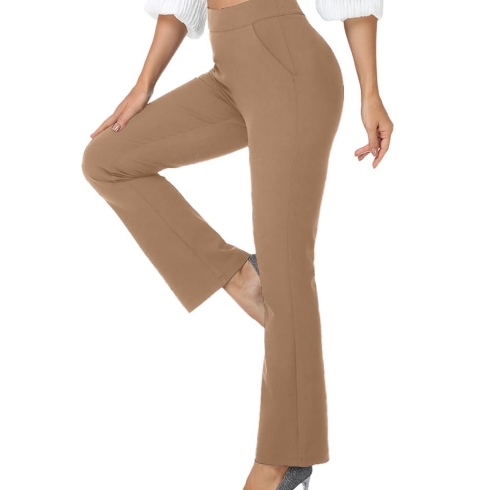 Generisch Damskie spodnie do garnituru, legginsy biznesowe, bootcut-Pull-On, joga, praca z kieszeniami