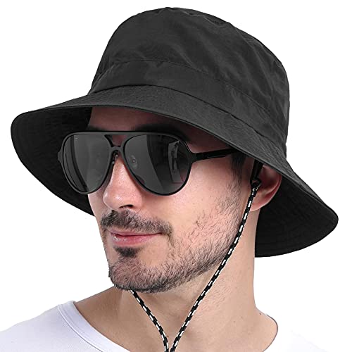 Feicui Men Women Outdoor Bucket Hat Quick Dry Packable Boonie Hat Uv Protection Sun Hat (Black) #TOP5
