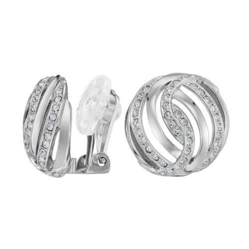 Boucles d'oreilles à clip Traveller argentées avec cristaux platinés de 20 mm pour femme