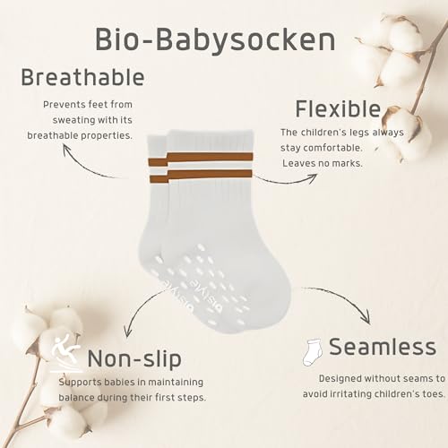 bistyle Baby Grip Ankle Socks 5 Pairs | Newborn Infant Toddlers Non-Slip Socks Organic Cotton | Kids Boys Girls Ankle2