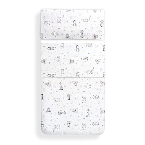 Miniatura 2 de Mibebestore Sábanas Minicuna 50x80 Cm De Franela 100 Algodón Sábanas De Invierno Cálidas Y Suaves Para Bebé Set 3 Piezas Bajera, Encimera Y Almohada - Koala Rosa