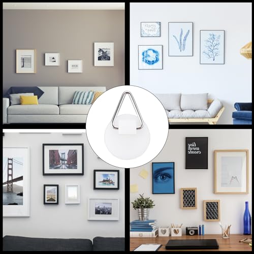 Image of 30 PCS Adhesive Picture Hanger, Plastic Sticky Photo Hooks Foamboard Picture Hanging Hook Without Nails for The Wall Hooks Decorative Plates Wall Art(Round Square)