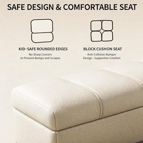 Banc de rangement ottoman en cuir synthétique et cadre robuste - 5