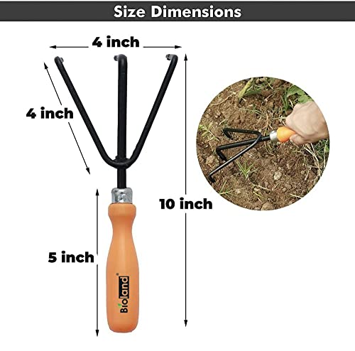 BIOLAND Home Gardening Tool Kit (Durable and Heavy Duty)-Trowel, Fork, Shovel, Rake, Weeder. Exclusively Designed and Made for Home Gardeners