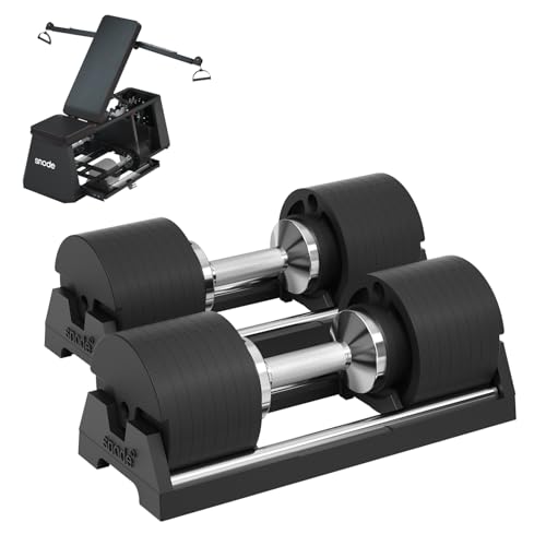 Image of SNODE AD80 Adjustable Dumbbell Set 80LBS (Pair) with the 4in1 Storage Bench, Adjustable Weights Bench with Cable Crossover,Strength Traning Bench for Home GYM, Store The dumbbell