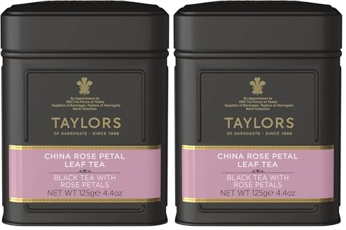 Image of Taylors of Harrogate China Rose Petal Loose Leaf, 4.41 Ounce Tin (Pack of 2)