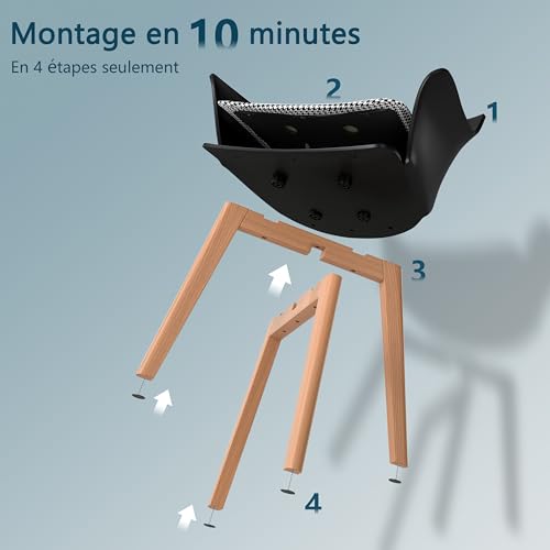 Mesa de comedor redonda de 100cm con 4 sillas de madera tapizadas efecto mármol 4