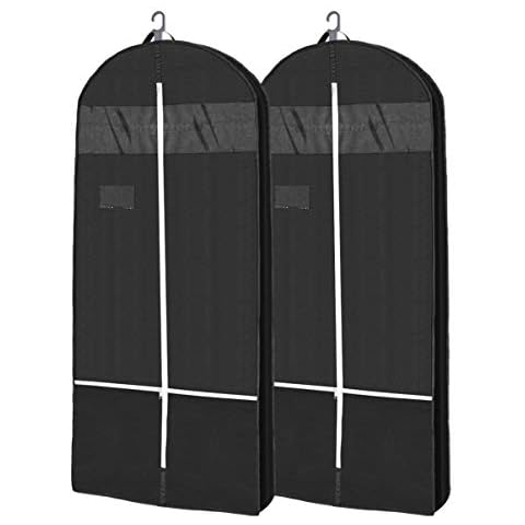 Cabilock Garment Bags Hanging Breathable Gusseted Garment Covers Travel Storage Suit Bag Cover with Clear Window and ID Card Holder for Suit Gowns Dresses Coats (Set of 2) Cover