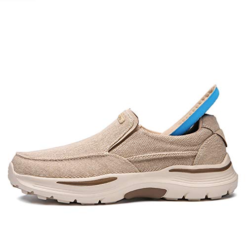 Jamonwu Mens Slip On Shoes Cloth Shoes Casual Loafers Walking Shoes Lightweight Outdoor Shoes (7.5 Us,B_Khaki) #TOP2