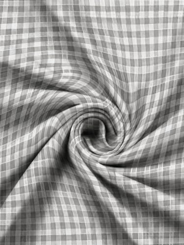 Image of Jashan 210 TC Glace Cotton Checked Design Grey Checked Printed Cotton Bedsheet with Pillow Cover - Soft & Breathable Single Bed Sheet 72x78x10 Inche