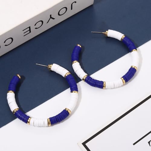 NVENF Heishi Bead Hoop Earrings for Women Rainbow Vinyl Disc Beads Circle Earring Studs Handmade Bohemia Summer Beach Earring Vacation Party Gifts3