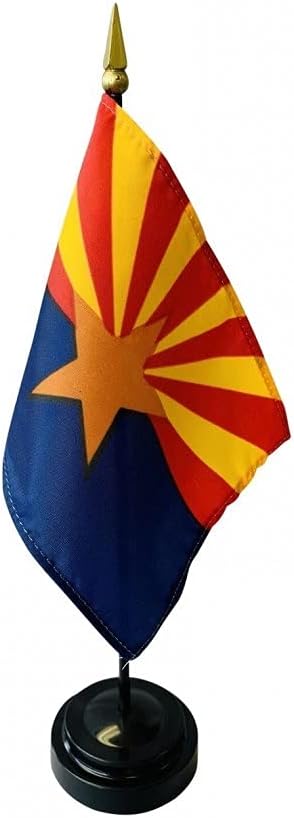 4x6" E-Gloss Arizona Stick Flag with Plastic Table Base - Qty 6
