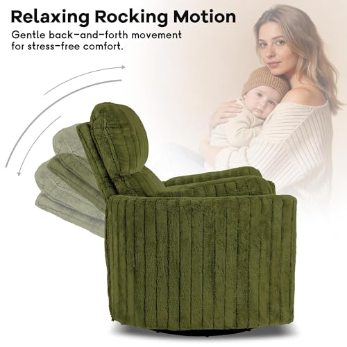 Sillón reclinable plegable chenille verde miniatura 4