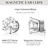 JEYORZY 4 Paires Boucles d'Oreilles Homme Boucle Aimantée en Acier Inoxydable Magnétiques Fausse Boucle d'Oreille Femme Zircon Brillant Boucle d Oreille Homme Aimant Cadeaux Noël Valentin, Argent #1