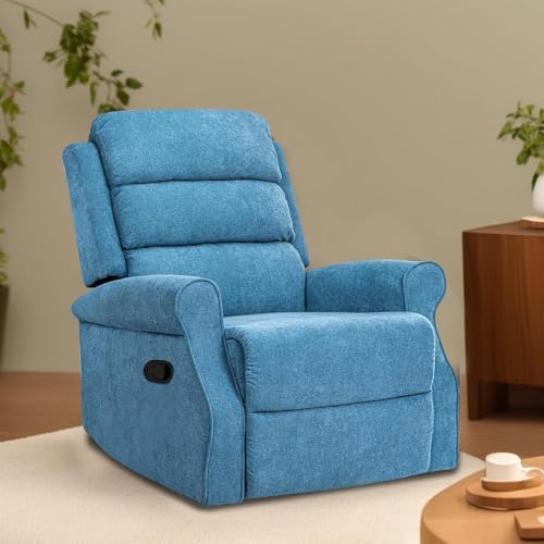 Image of CASALIVING Avalon Comfy Fabric Single Seater Recliner Chair, Recliner Sofa for Relaxing, Recliner Chair for Home Relax (Turquise Fabric) | Premium Fabric Sofa Set