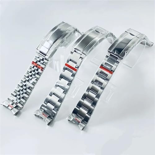 20mm Width 904L Solid Stainless Steel Watch Band Brushed Polished Oyster Bracelet Folding Buckle Glide Lock Clasp4