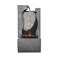OMIDM Desktop Fountain Buddha Face Water Fountain - Buddha Tabletop Waterfall Zen Fountain with LED Lights - Indoor Relaxing Zen Decor (Grey) Desktop Fountain Waterfall