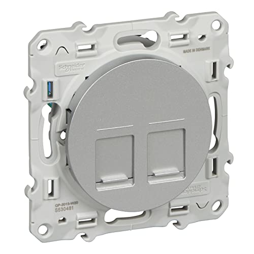 Schneider Electric - Odace, prise double RJ45 Alu, grade 3 (multimédia) cat. 6 STP, à vis - S530486