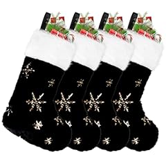 Black Christmas Stocking With Gold Snowflake