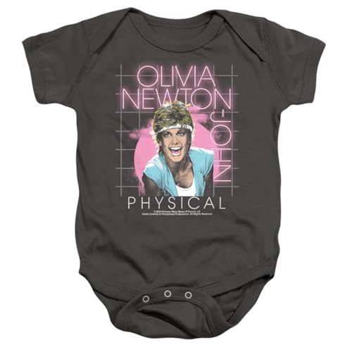 Popfunk Olivia Newton-John Let's Get Physical Unisex Infant Snap Suit for Baby, Charcoal, Large