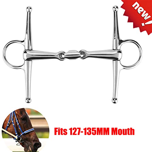 TopHomer Full Cheek Stainless Steel Horse Trense Bit Ring Three section Full Cheek Trense Horse Riding Rotary Directional Aid Roller Ring (135 mm)
