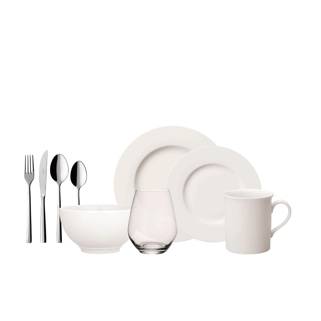 Villeroy & Boch – Twist White, zestaw naczyń, 36 elementów, ponadczasowy serwis naczyń, Porcelana Premium, biały